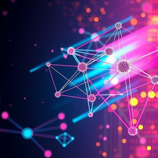 TON 動態分片技術示意圖,抽象幾何形狀無限分支象徵無限擴展性和高效異步通訊