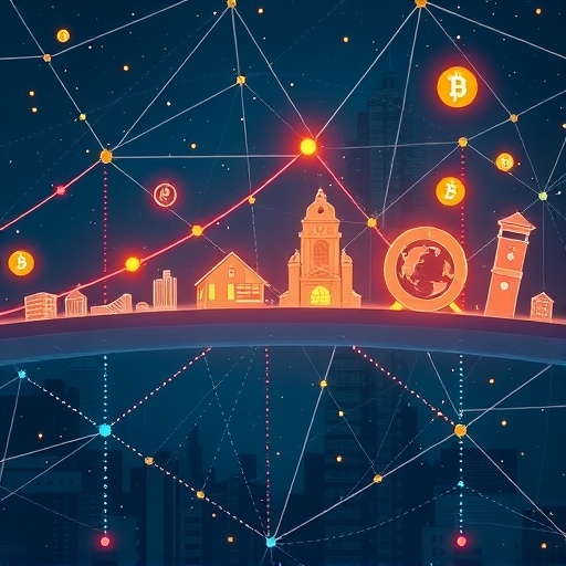 Ethena 協議連結傳統金融與去中心化金融的數位橋樑示意圖