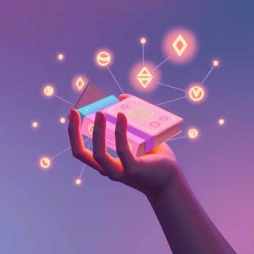 手持各種數位錢包連接 Cardano 區塊鏈的插圖,象徵 ADA 質押的靈活與安全