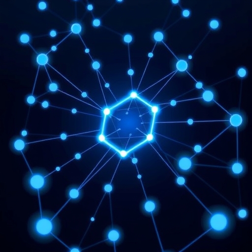 Cardano 區塊鏈網路的互聯節點插圖，象徵先進技術與科學研究