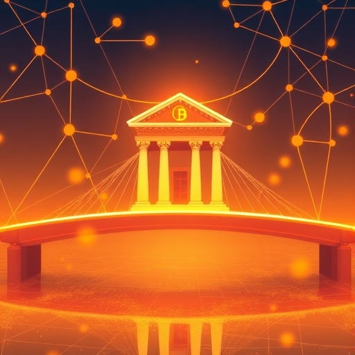 數位橋樑連接傳統金融與去中心化金融，代表 Ethena USDe 作為橋梁的角色