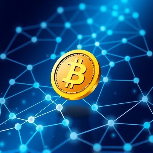 金色 OKB 代幣解鎖動態 Layer 2 網路的風格化插圖，展現互聯節點與藍銀色調的 Web3 環境