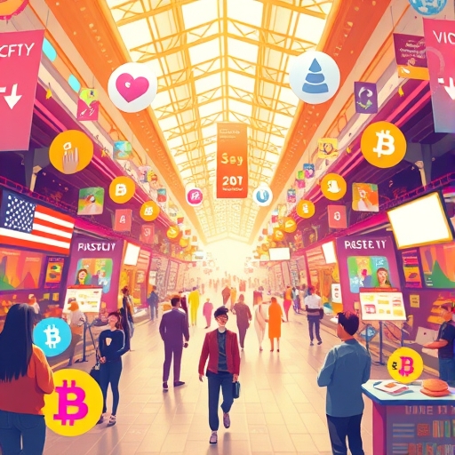 Solana Web3 未來市場的生動風格插圖