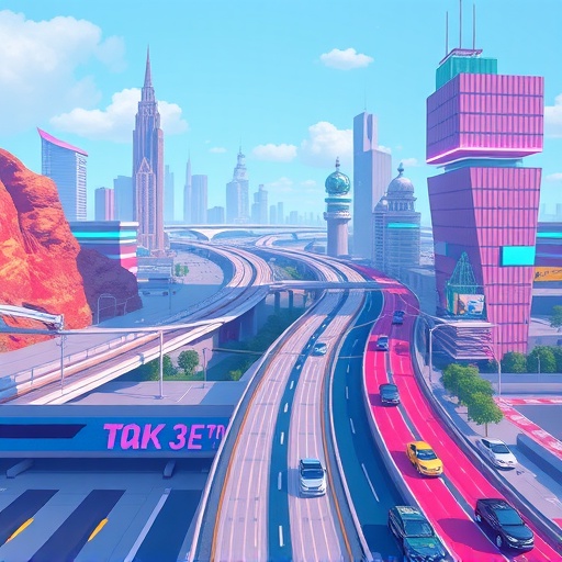 以太坊 Layer 2 擴容方案的未來城市高速公路圖示，象徵 Mantle 高效能的交易速度與低成本優勢