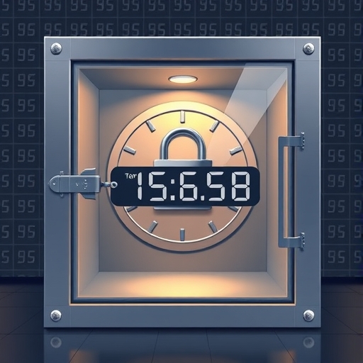 透明金庫帶鎖與逐步減少的數位計數器,象徵 LEO 幣強大通縮機制與價值持續成長