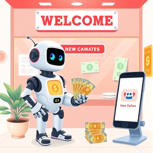 MaiCoin 作為台灣數位資產代買所的歡迎畫面，新手手持台幣與手機操作簡單介面