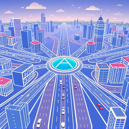 AggLayer 協議的數位高速公路示意圖，POL 代幣如車輛般順暢跨鏈流動