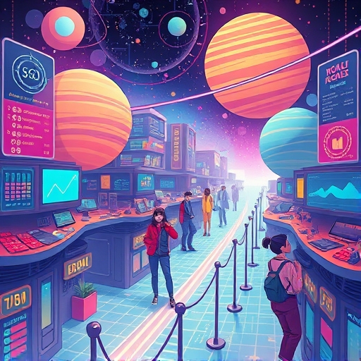 Solana 區塊鏈上熱鬧的未來市場，數據流在分散式交易所之間流通，展示 Jupiter 的流動性聚合與交易路由優勢