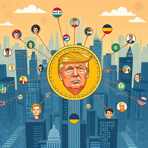 Trump TRUMP 幣在區塊鏈網絡中融入政治符號的數位金融生態插圖