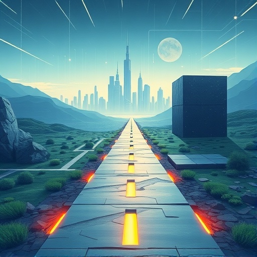 以太經典 ETC 歷史分叉的數位十字路口動感插圖，象徵社群分裂與原則選擇