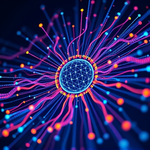 金融資料流匯聚中央核心的動態視覺，象徵Aster多鏈流動性聚合與創新