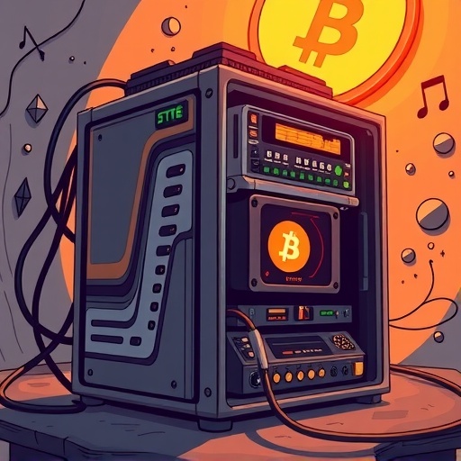 以太經典 ETC 挖礦設備的堅固復古數位礦機插圖，展現 PoW 共識的強大運作力量