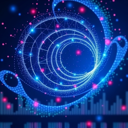 數據點渦旋形成互聯節點的星雲，數位化呈現 Aptos 生態系成長的去中心化網路，現代清新插圖風格象徵高性能 Layer 1 公鏈