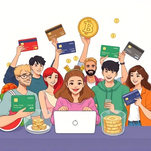 台灣用戶使用高回饋信用卡在幣安買幣的快樂插圖，展示多種信用卡海外消費回饋比例高的優惠情境