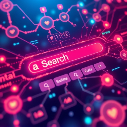 未來感搜尋引擎介面展示語意搜尋與SEO優化技術