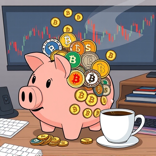 USDT 定存儲蓄罐溢滿穩定幣與加密貨幣的插圖，象徵高利息被動收入