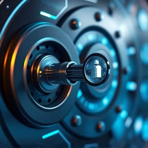 數位憑證轉化成鑰匙開啟未來金庫象徵 NFT 功能實用性的細膩插圖