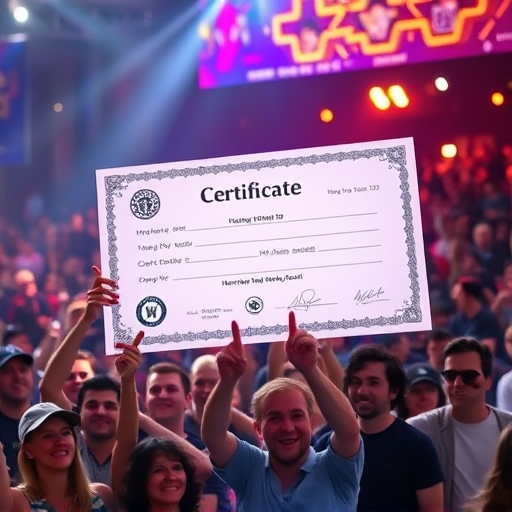 獨特數位憑證發光照亮一群快樂粉絲參與專屬活動的近距離插圖，象徵 NFT 作為會員權益與實用功能的轉變