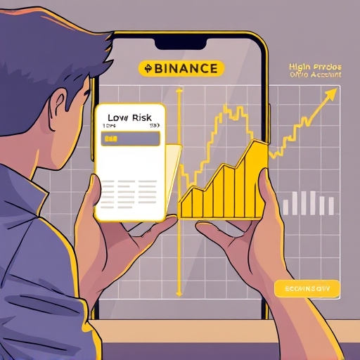 用戶在幣安App比較低風險儲蓄和高風險投資選項的分割畫面圖示