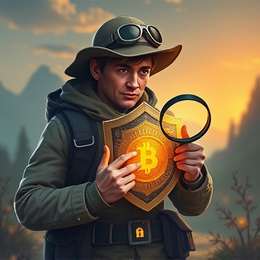 警惕探險家檢查盾牌與放大鏡下的智能合約符號，突顯DefiLlama在DeFi風險評估與安全的應用