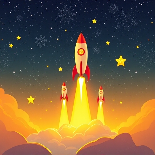 Gate.io Startup認購火箭發射圖，象徵小幣投資新機會與高回報潛力