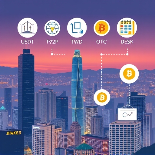 台灣 USDT 兌換台幣合法管道示意圖，包括中心化交易所 P2P 與 OTC