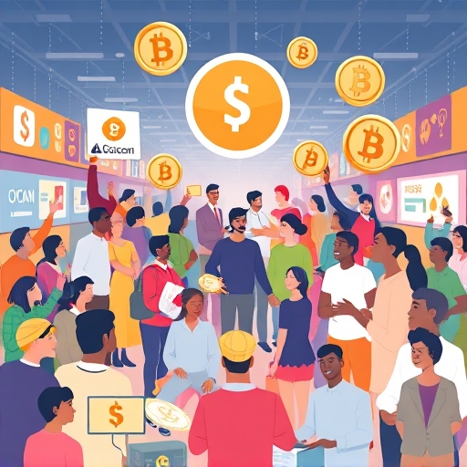 多元人群在數位市場交易加密貨幣的插圖，強調 C2C 交易的速度與風險管理，台灣投資者適用